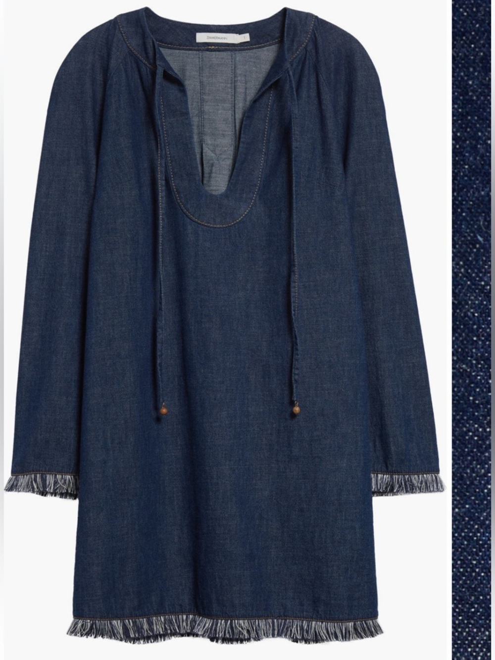 NWT Zimmermann Rhiannon Fringe Denim Dress Size US6 - Picture 2 of 4